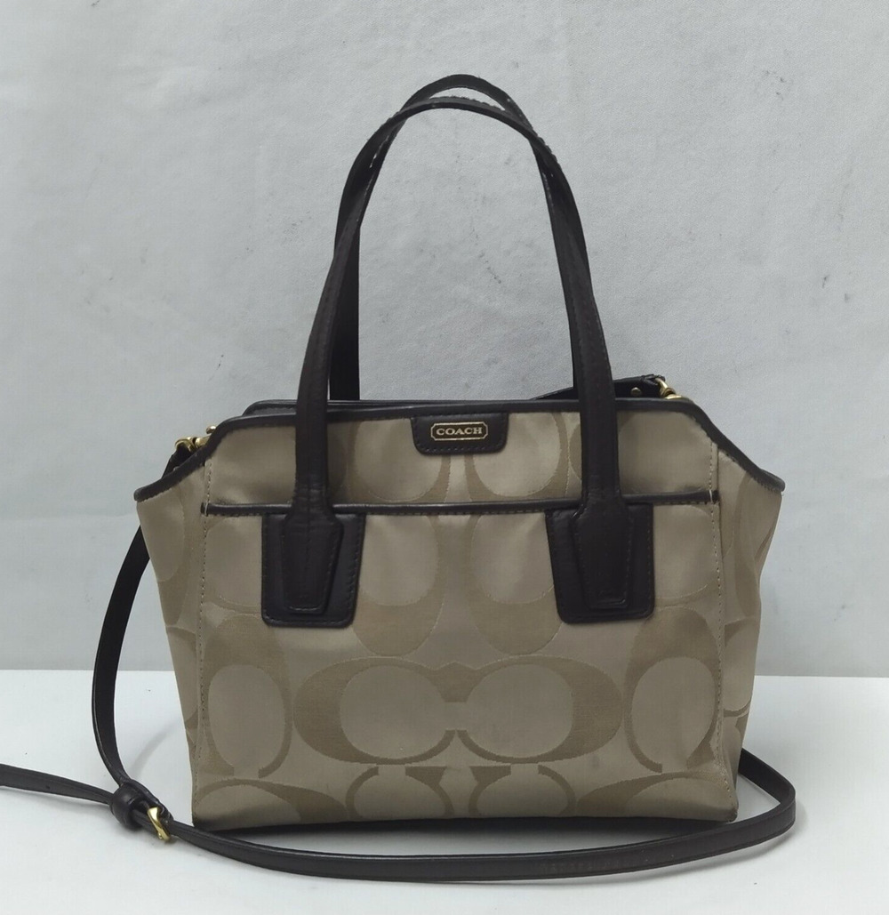 Coach Taylor Signature Light Tan Canvas Mini Tote Cross Body Bag Style# F28641